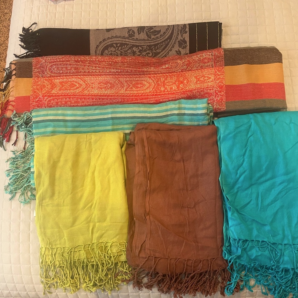 Six shawl/scarves - never worn